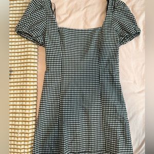 Black and White Gingham Puff Sleeve Dress Zara